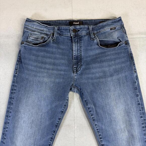 Mavi Jake Jeans Mens 36x32 Blue Medium Wash Slim Leg Tapered Stretch Denim - Picture 2 of 8